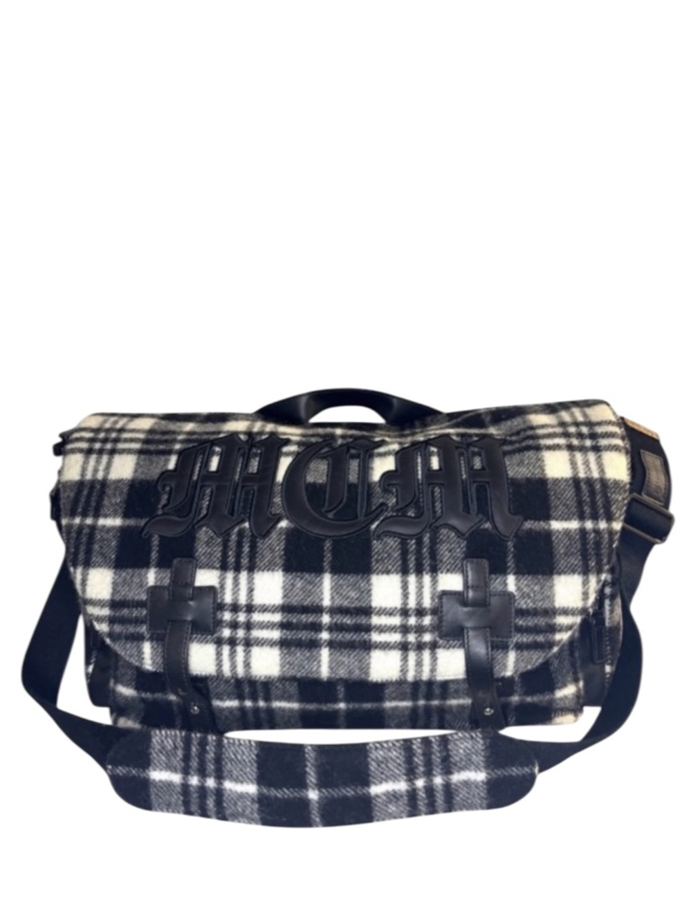 MCM by PHENOMENON - EXTREMELY RARE BLACK and WHITE PLAID MESSENGER BAG
